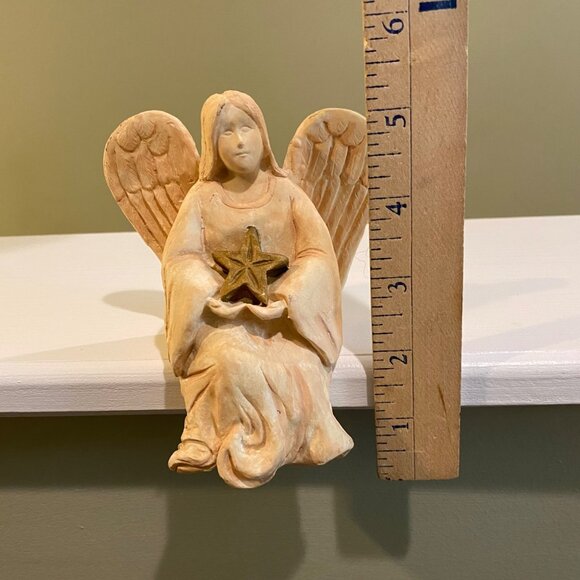 Vintage Christmas Angel Shelf Sitter Figurine Holding Star Holiday Home Decor - Picture 2 of 13